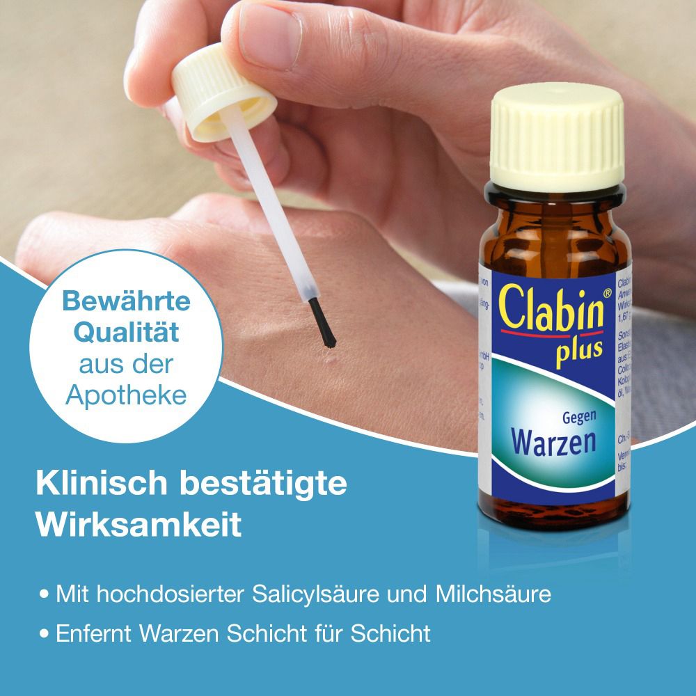 Flasche "Clabin plus" mit Pinsel. Klinisch bestätigte Wirksamkeit.