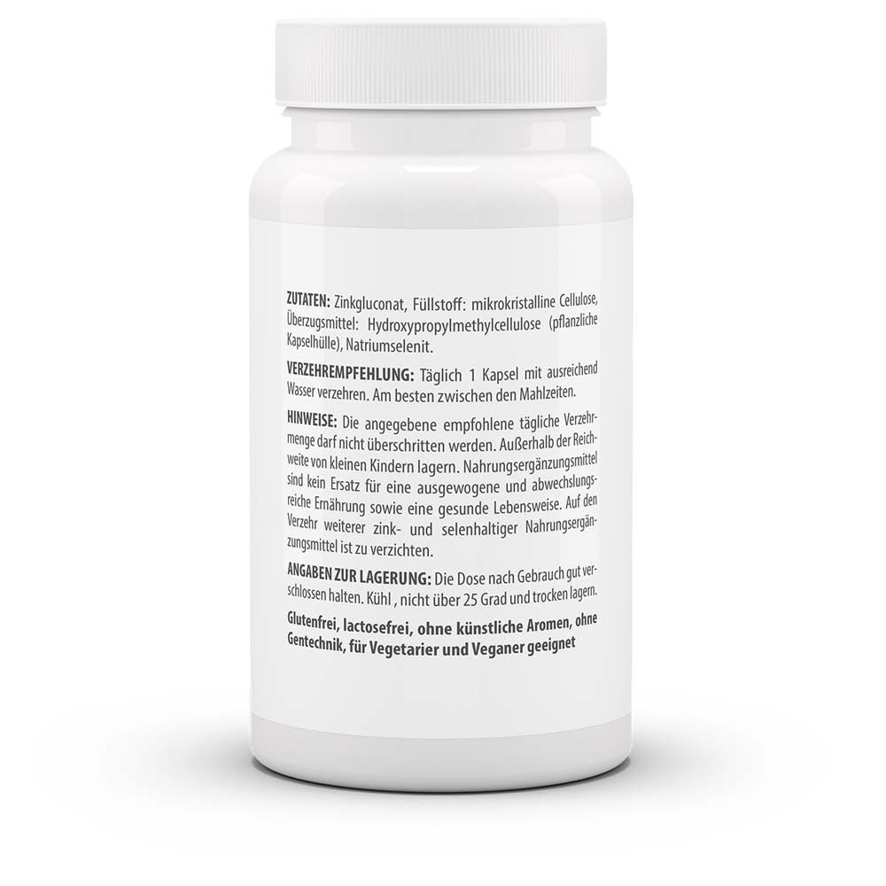 Rückseite der Flasche. Zutaten, Verzehrempfehlung, Hinweise. Glutenfrei, lactosefrei, ohne künstliche Aromen.