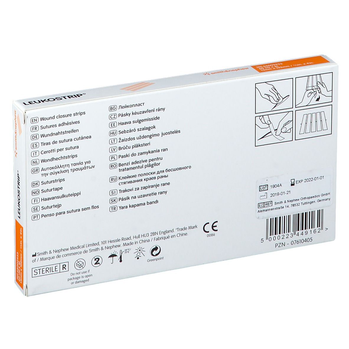 LEUKOSTRIP® & LEUKOSTRIP® S Wundnahtstreifen 13,0 mm x 102 mm steril ...
