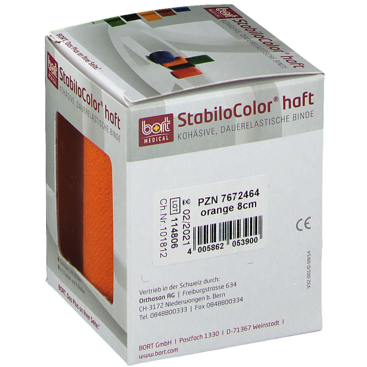 BORT StabiloColor® haft Binde 8 cm orange