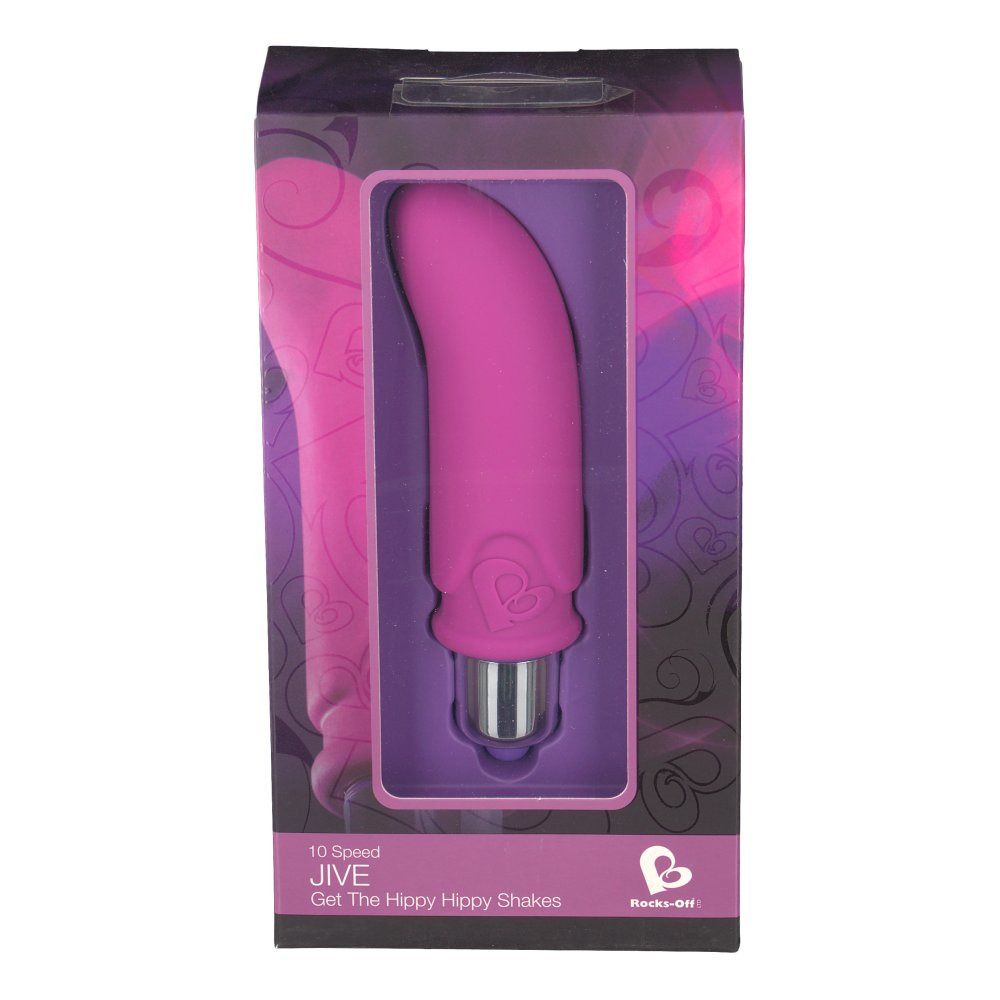 Rosa Vibrator in einer Verpackung. Produktname Jive und Markenlogo sichtbar.