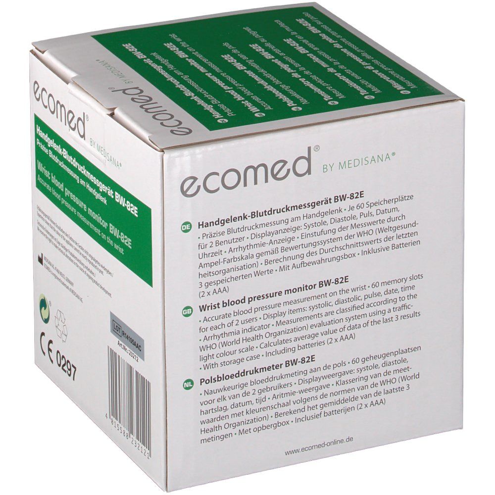 ecomed® Handgelenk-Blutdruckmessgerät BW-82E