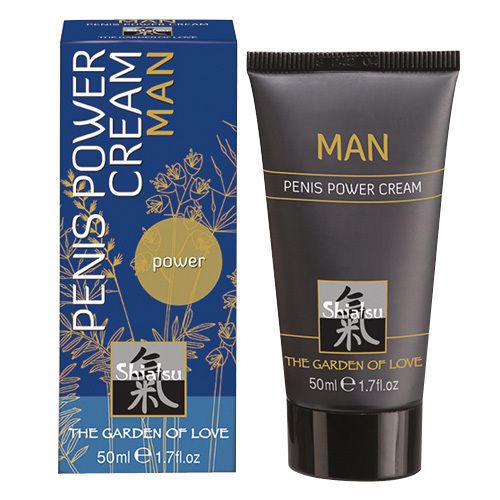 Creme-Tube und Schachtel. Aufschrift: MAN Penis Power Cream. Marke: Shiatsu. 50ml.