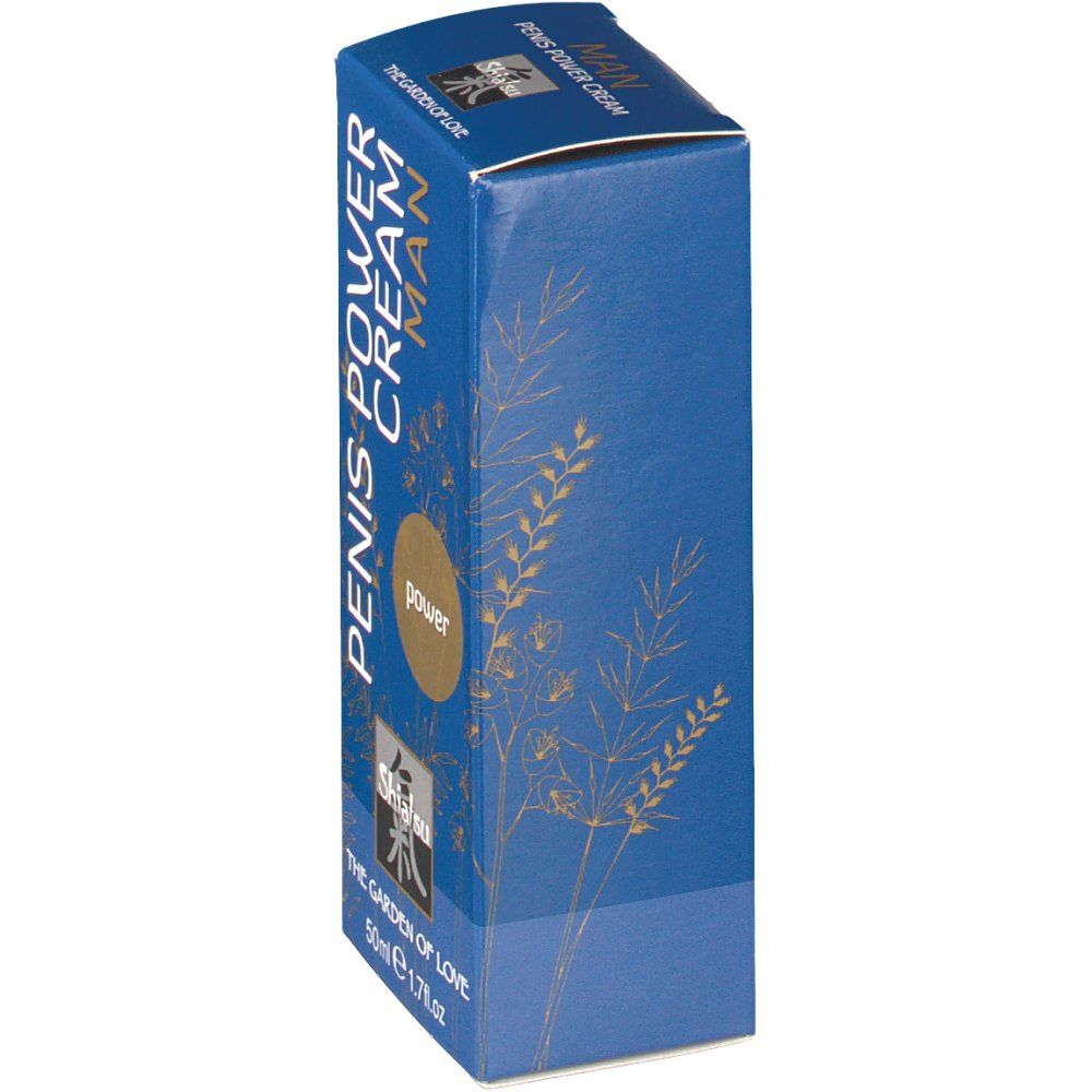 Blaue Schachtel. Aufschrift: PENIS POWER CREAM MAN. Marke: Shiatsu. 50ml.