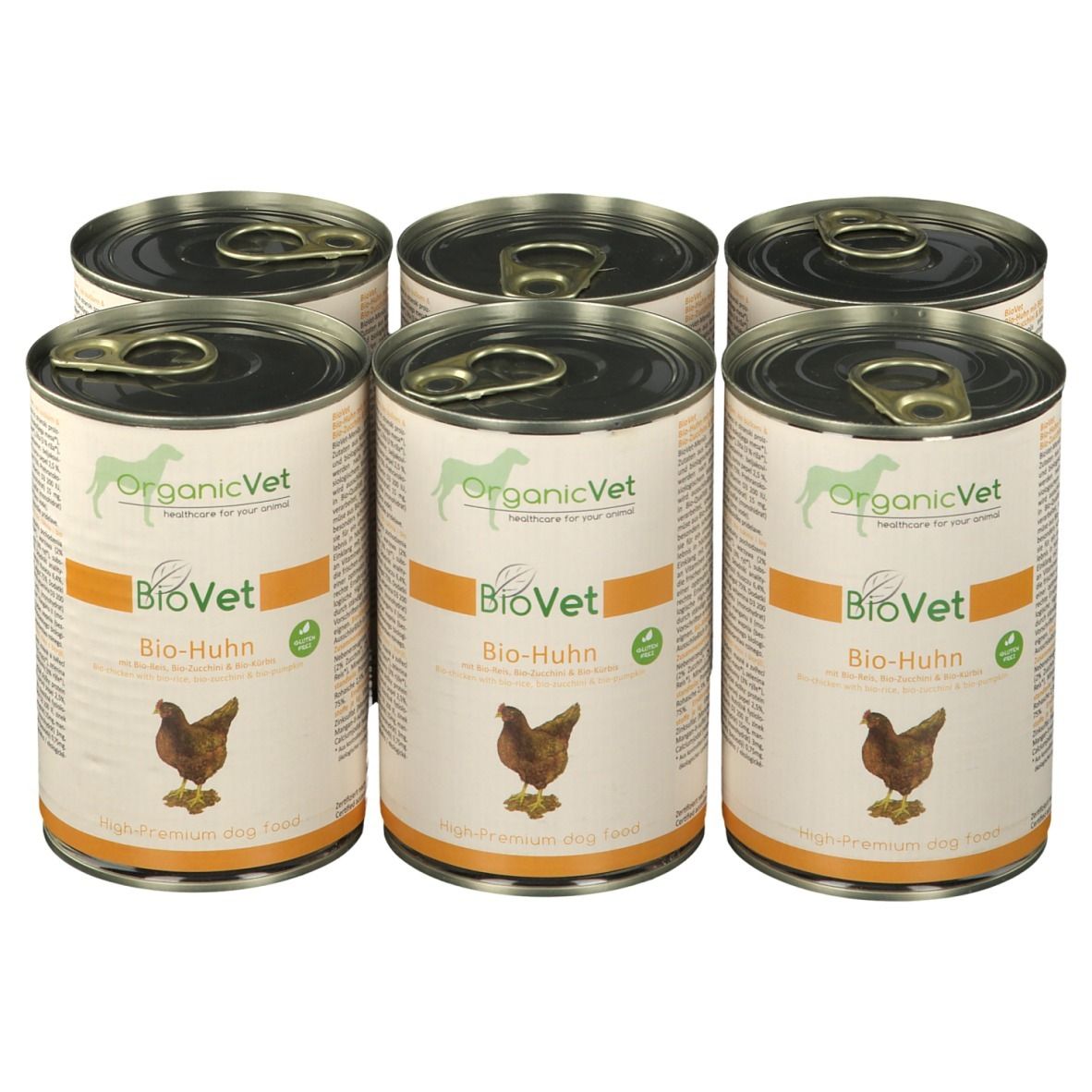 OrganicVet HUND Nassfutter BIOVET Bio-Huhn mit Bio-Reis, Bio-Zucchini & Bio-Krbis  6x400 g - Shop Apotheke
