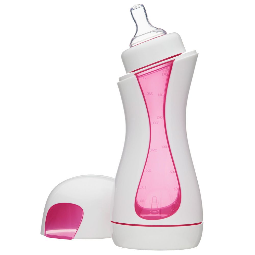iiamo® home Babyflasche weiß/pink 380 ml mit Silikonsauger (0m+)