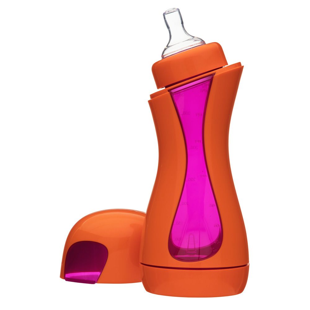 iiamo® home Babyflasche orange/lila 380 ml mit Silikonsauger (0m+)