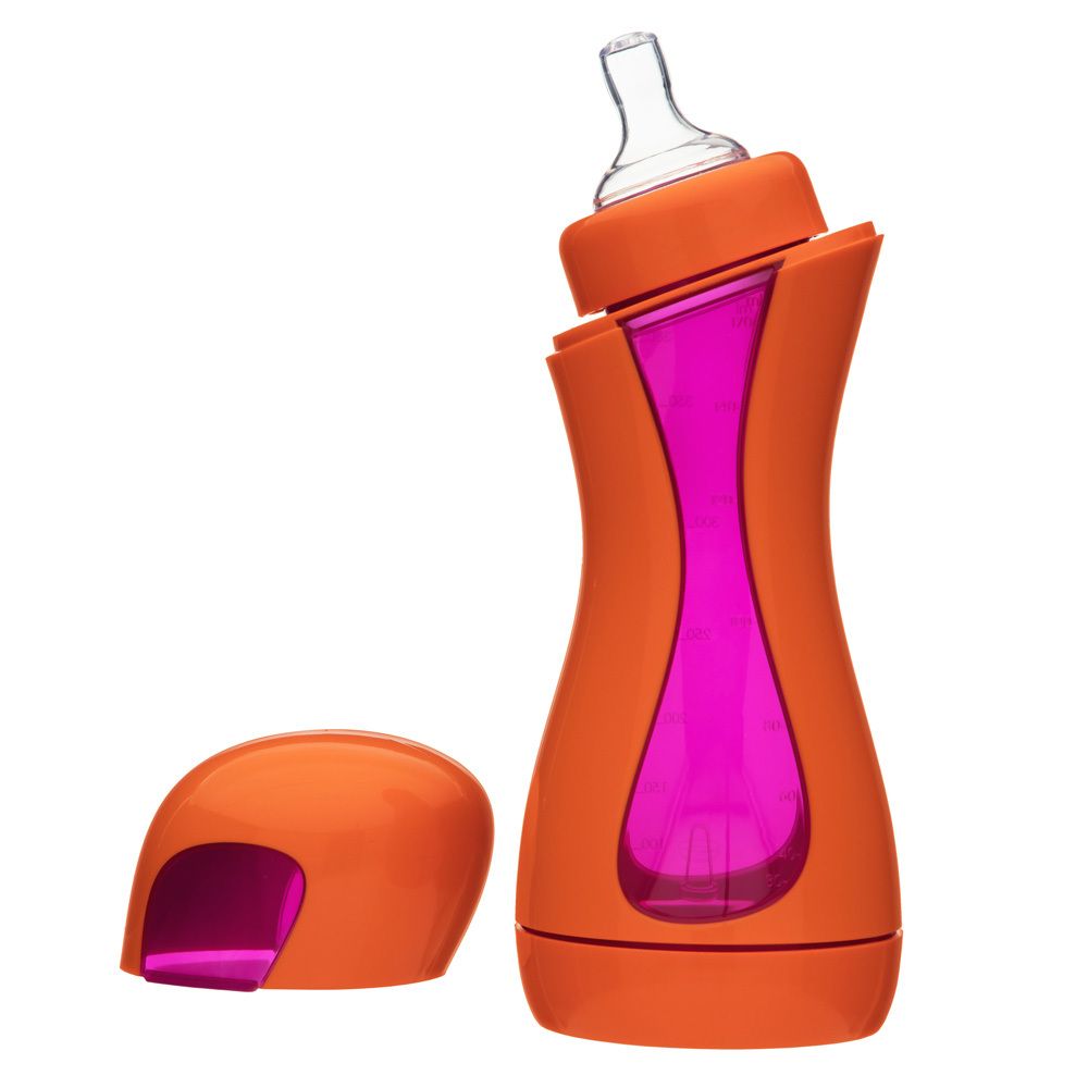 iiamo® home Babyflasche orange/lila 380 ml mit Silikonsauger (0m+)