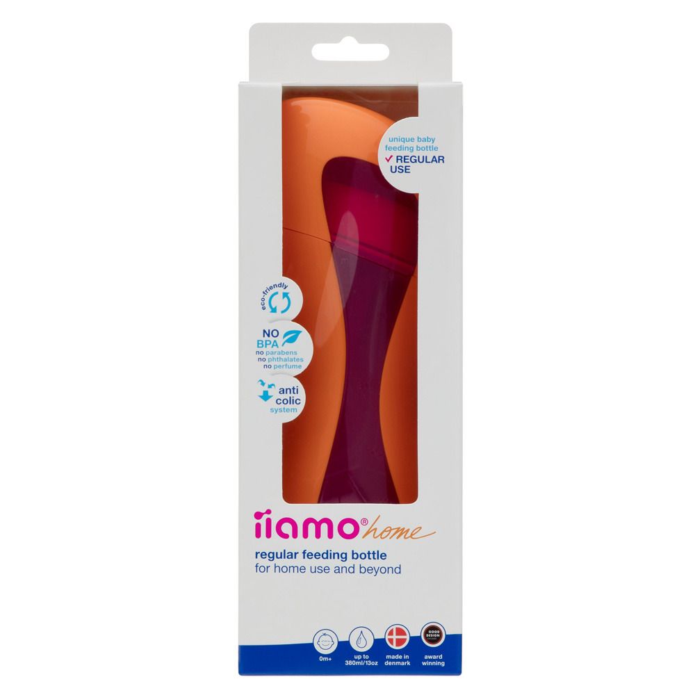 iiamo® home Babyflasche orange/lila 380 ml mit Silikonsauger (0m+)