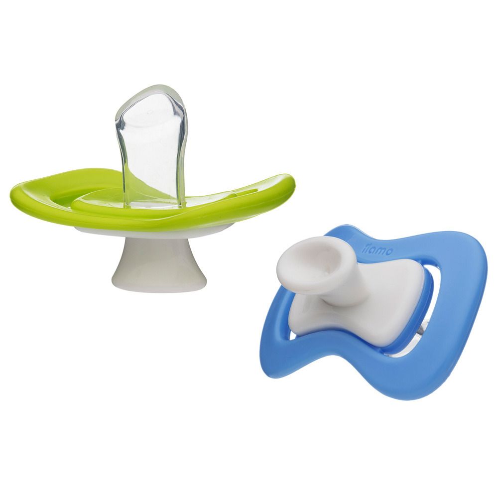 iiamo® peace Silikon-Schnuller 6+ Monate grün + blau