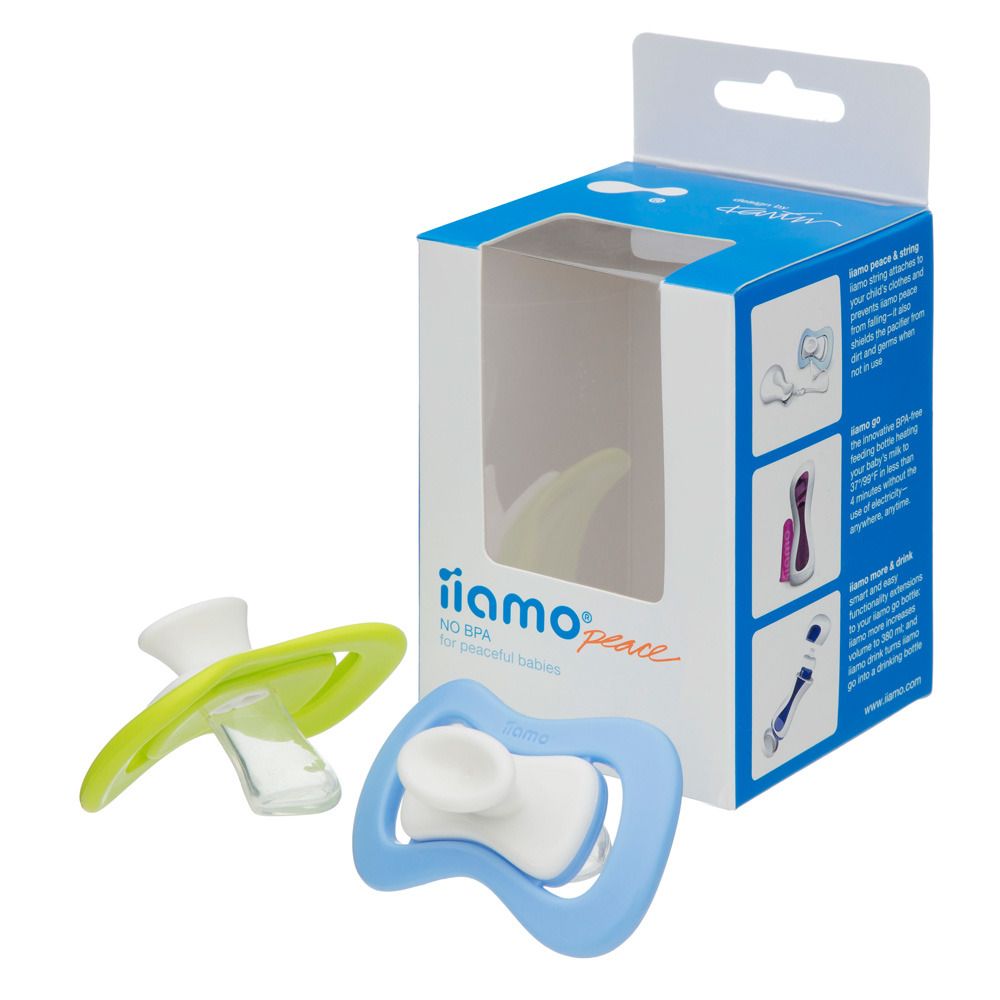 iiamo® peace Silikon-Schnuller 6+ Monate grün + blau