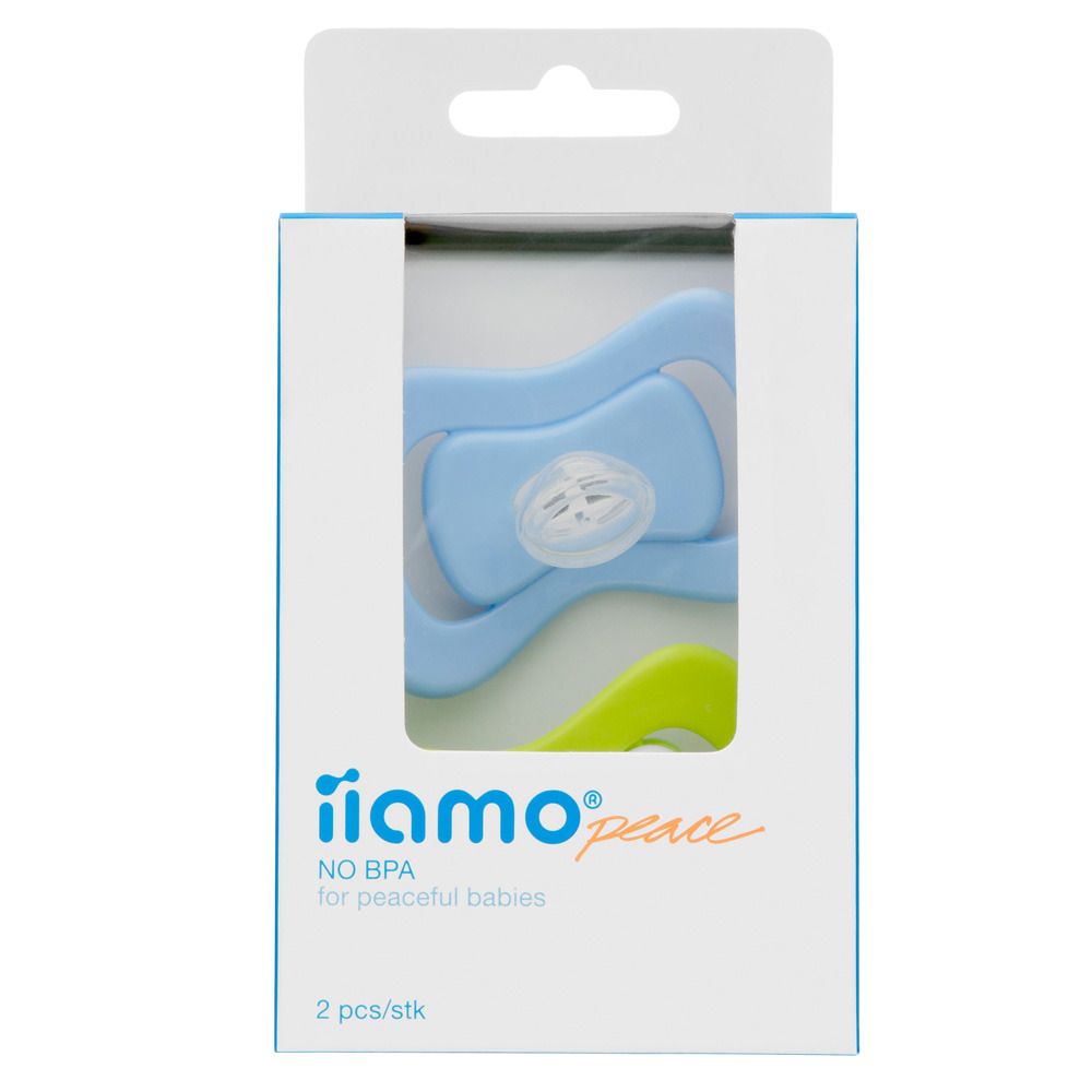iiamo® peace Silikon-Schnuller 6+ Monate grün + blau