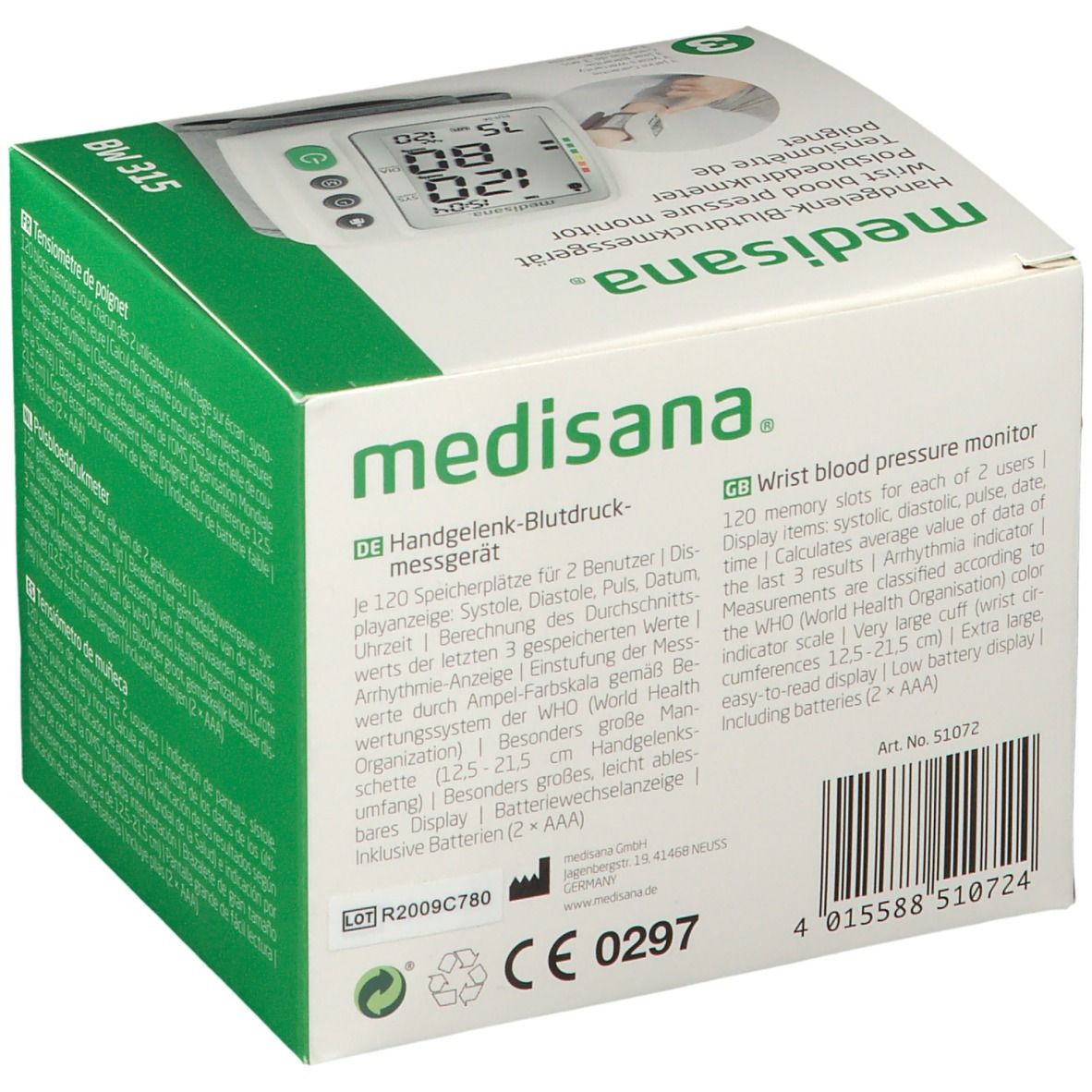 315 1 Medisana Handgelenk-Blutdruckmessgerät St BW