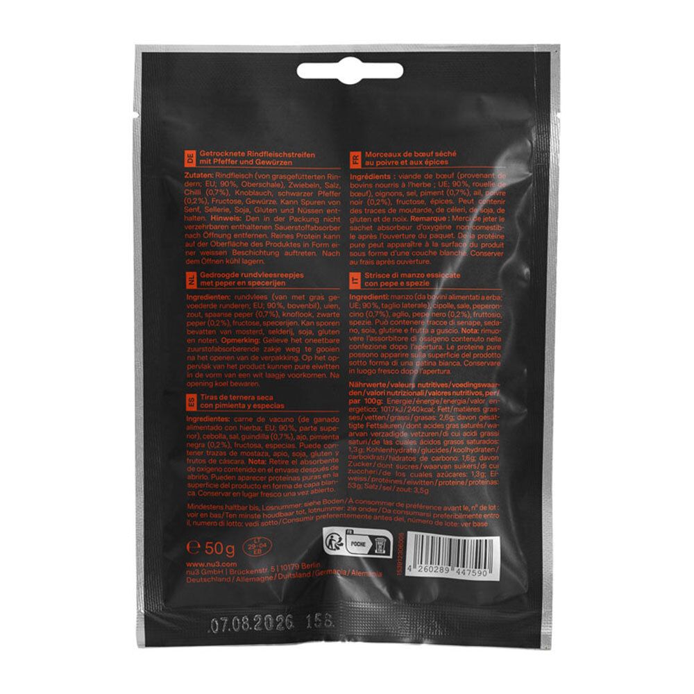 nu3 Beef Jerky, Pfeffer