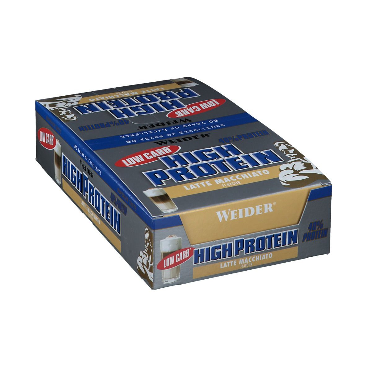Weider 40 % High Protein Low Carb, Latte Macchiato, Riegel