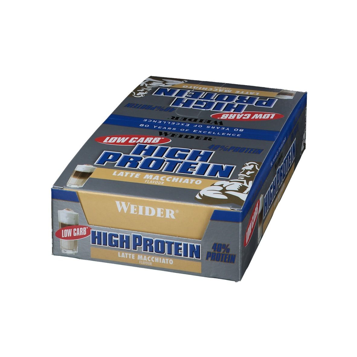 Weider 40 % High Protein Low Carb, Latte Macchiato, Riegel