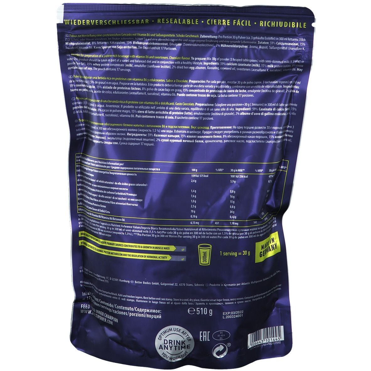 Multipower Formula 80 Protein Complex Schokolade
