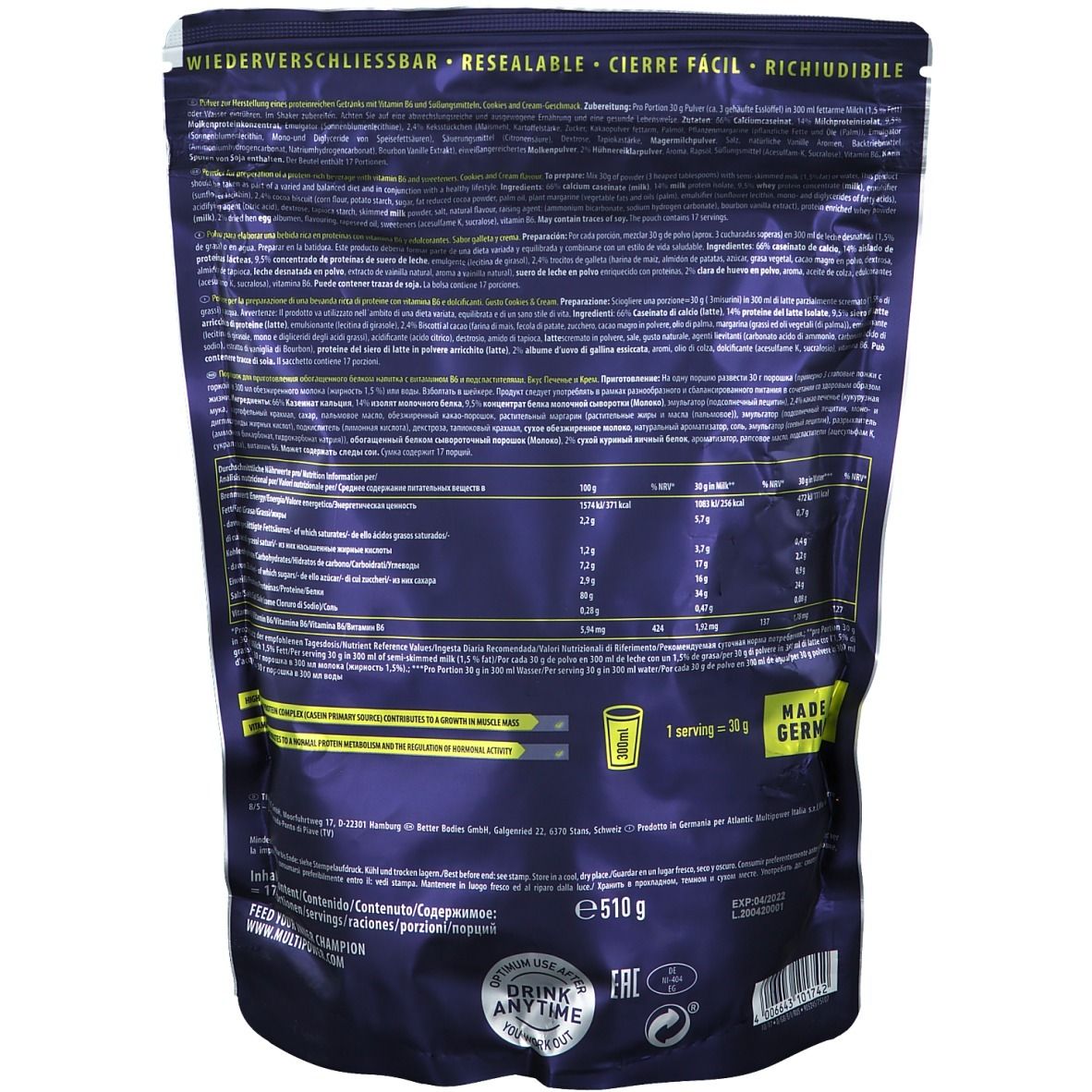 Multipower Formula 80 Protein ComplexbCookies-Cream