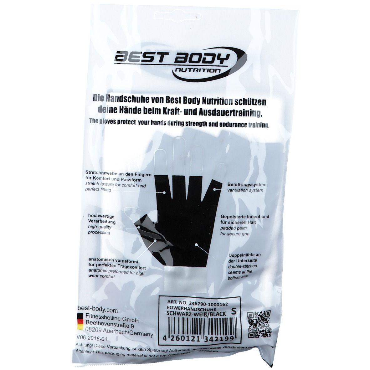 Best Body Nutrition Fitnesshandschuhe Power, S