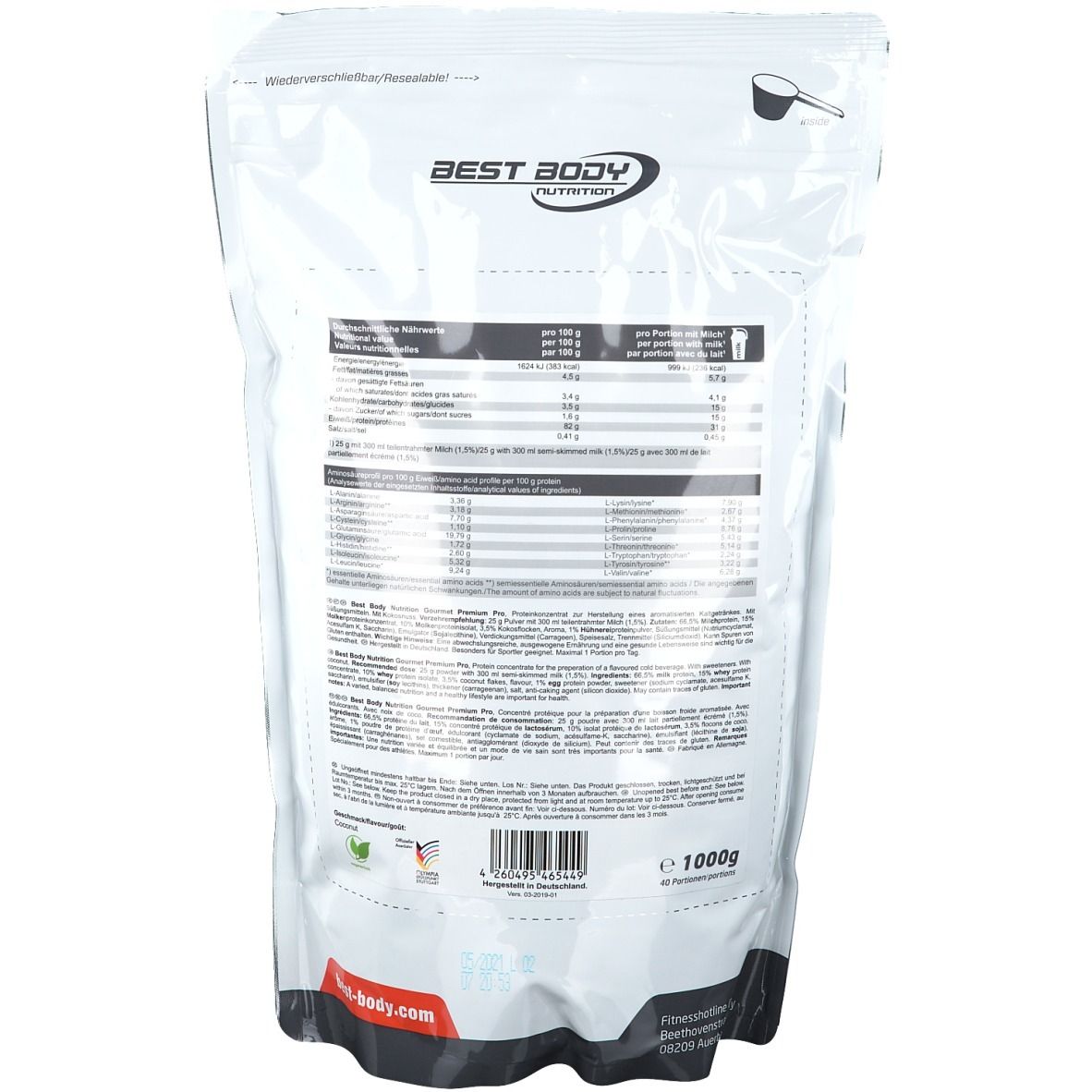 Best Body Nutrition Premium Pro Protein Kokosnuss