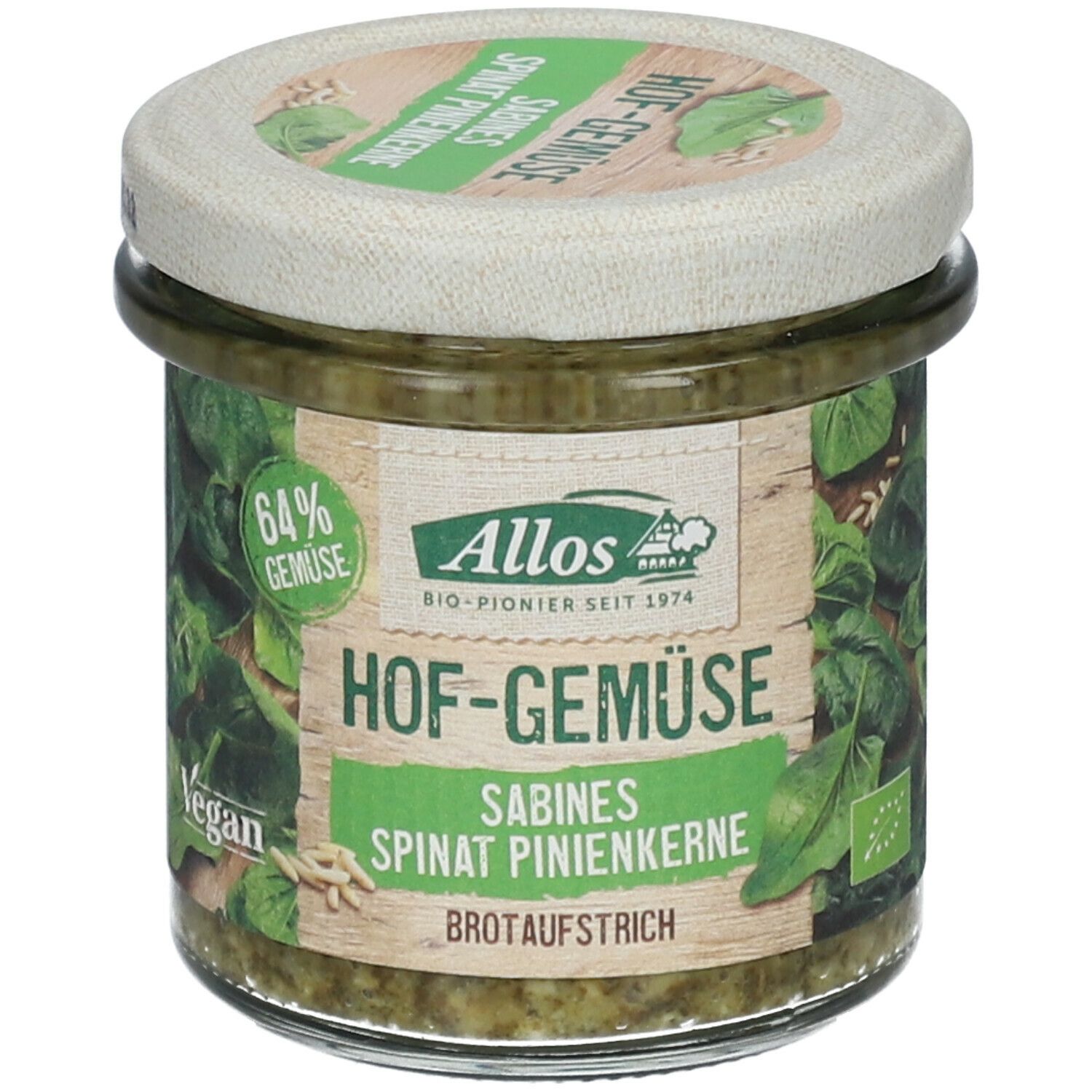 Allos Hof-Gemüse Sabines Spinat Pinienkerne Brotaufstrich 135 g - Shop ...