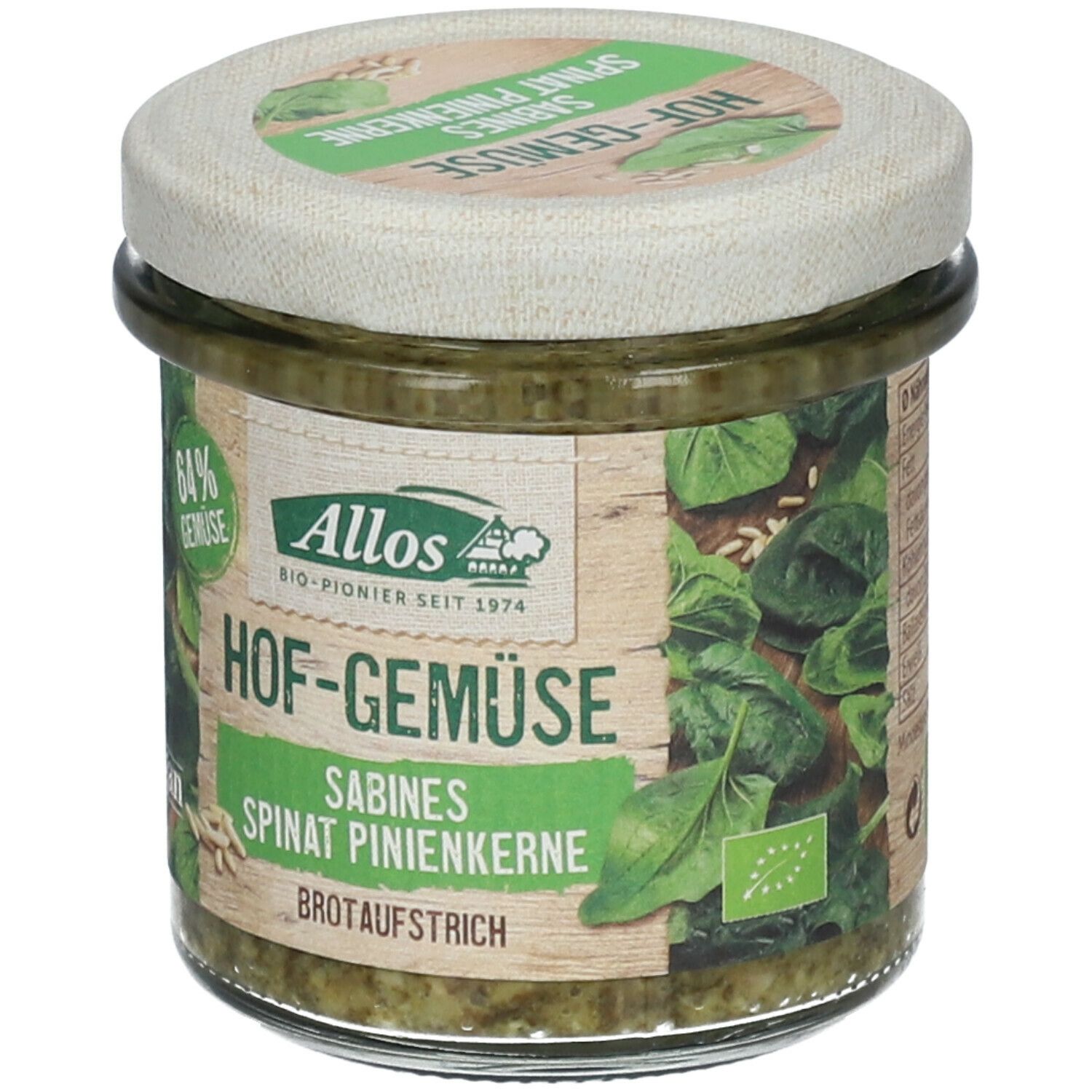 Allos Hof-Gemüse Sabines Spinat Pinienkerne Brotaufstrich 135 g - Shop ...