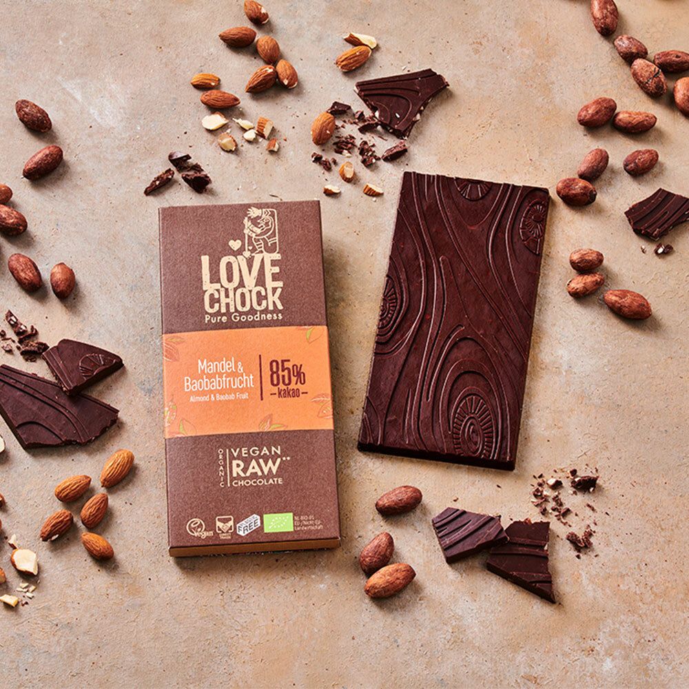LOVECHOCK Mandel & Baobabfrucht 85% Kakao