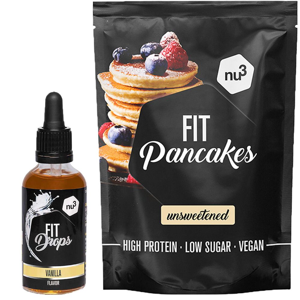 nu3 Fit Pancakes, ungesüßt + nu3 Fit Drops, Vanille