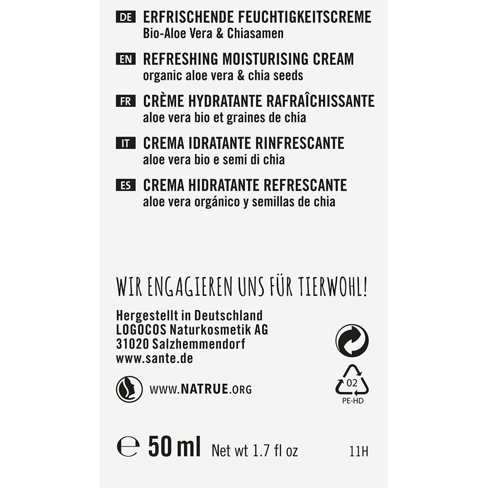 SANTE Naturkosmetik  Erfrischende Feuchtigkeitscreme Bio-Aloe Vera & Chiasamen