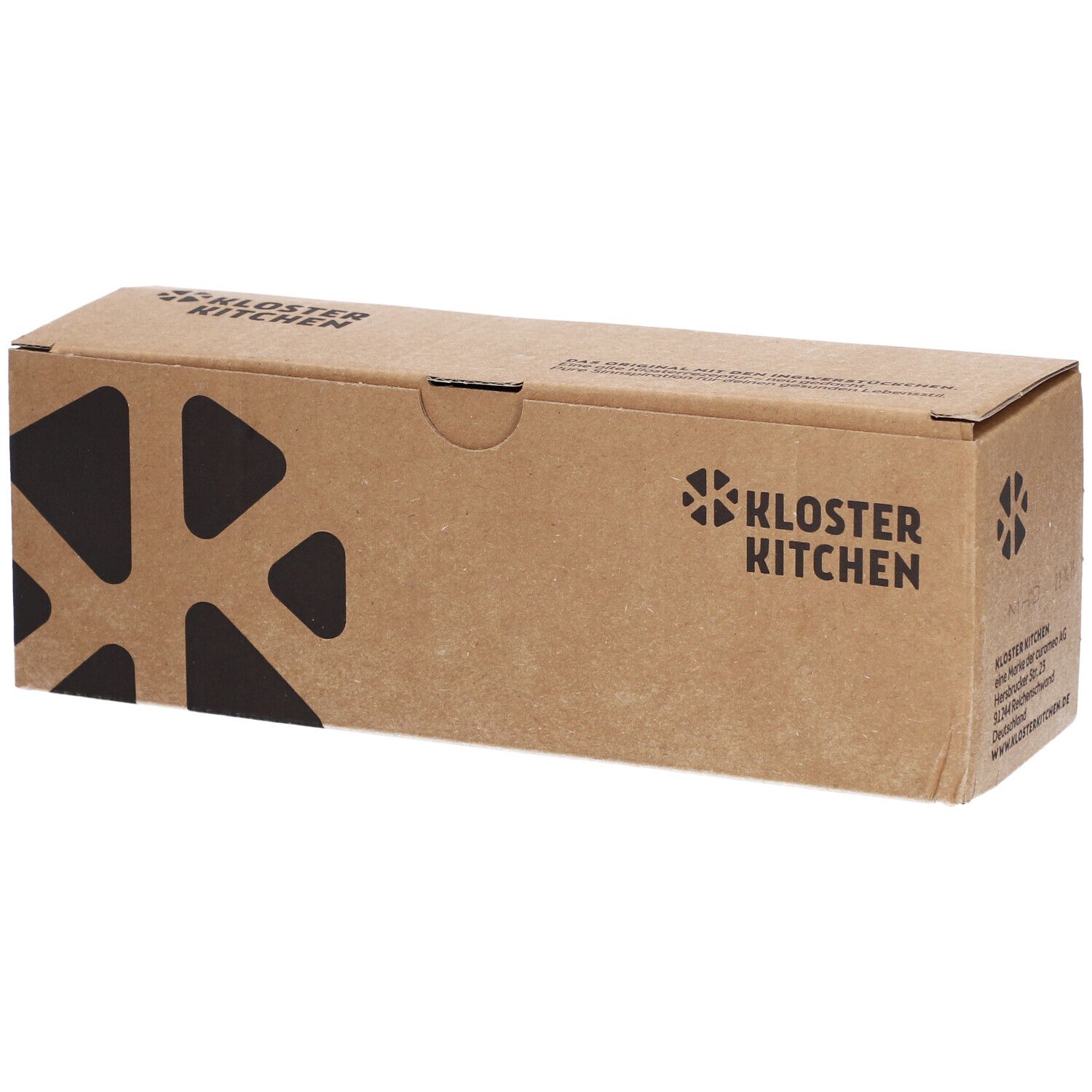 Karton mit Produkt. Aufschrift: Kloster Kitchen, BIO, Art. Nr. 220, 7x30ml. Bio-Siegel, Vegan-Siegel.