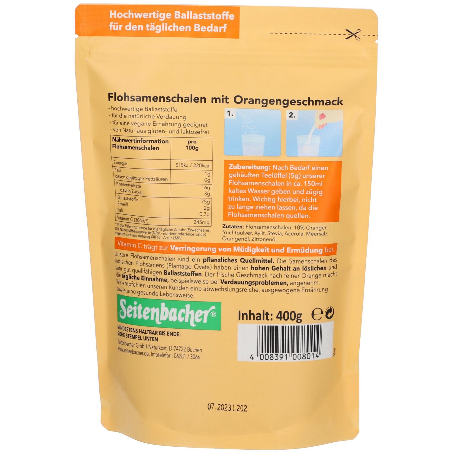 Seitenbacher® Flohsamenschalen Kur-Packung