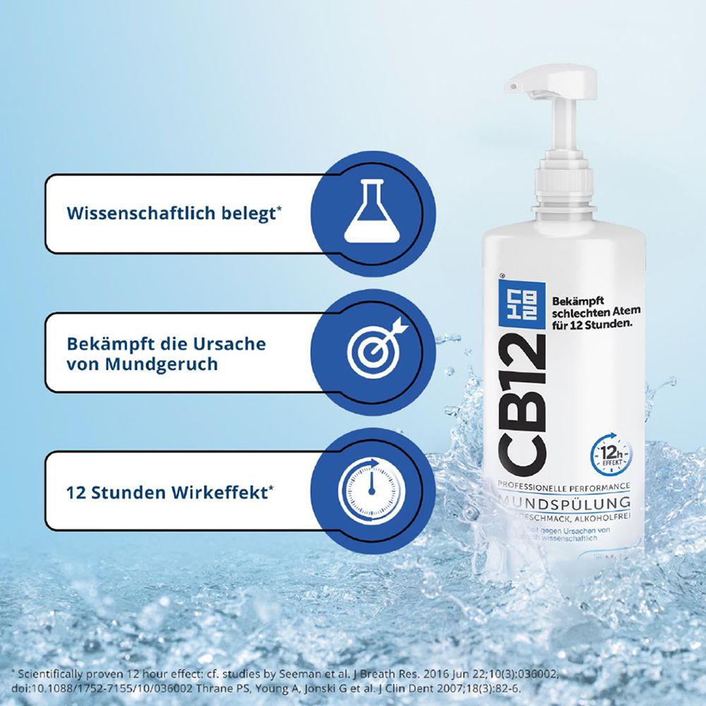 CB12 Mundspülung: Mundwasser mit Zinkacetat & Chlorhexidin gegen schlechten Atem & Mundgeruch