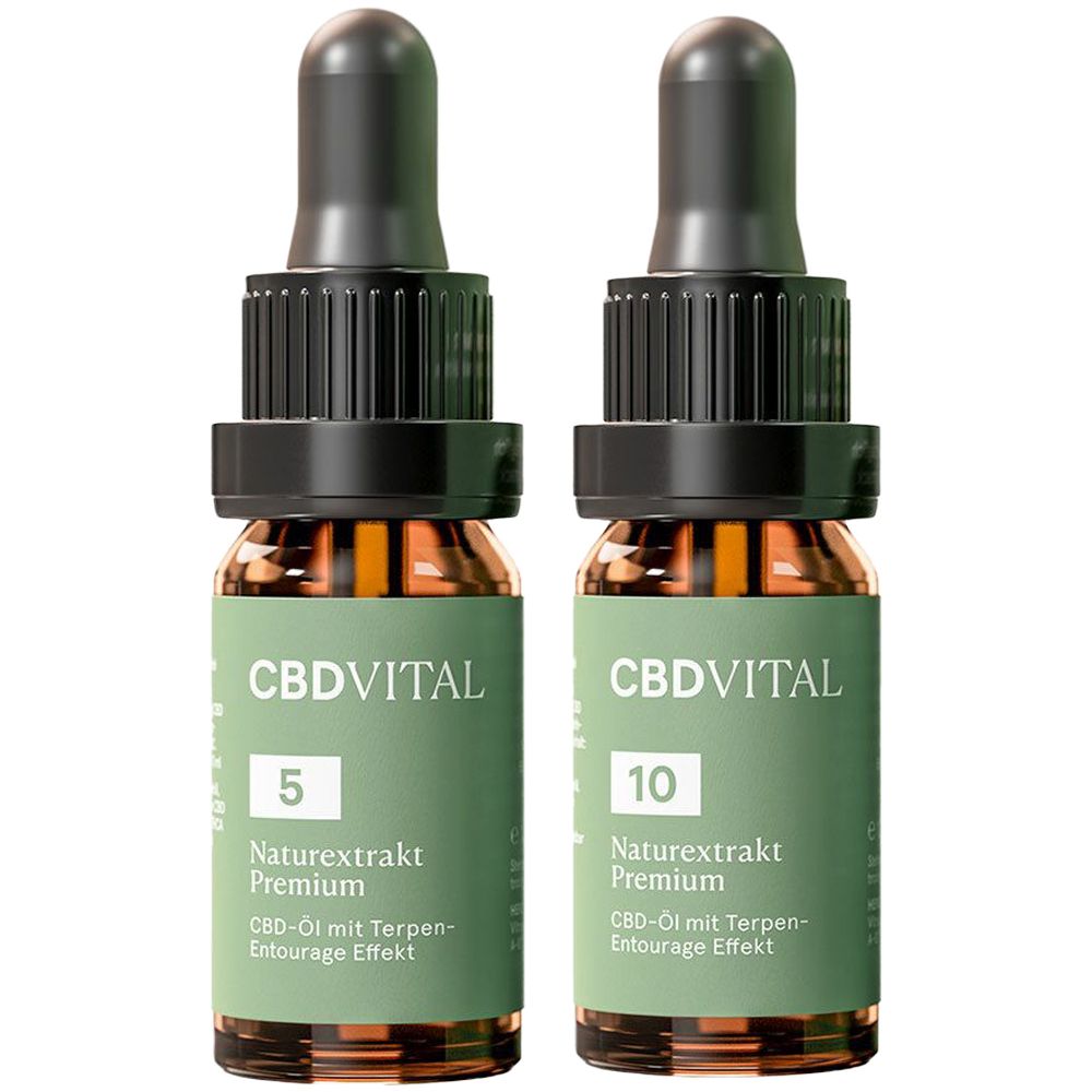 CBD VITAL Naturextrakt Premium Öl 10 % + CBD VITAL Naturextrakt Premium Öl 5 %