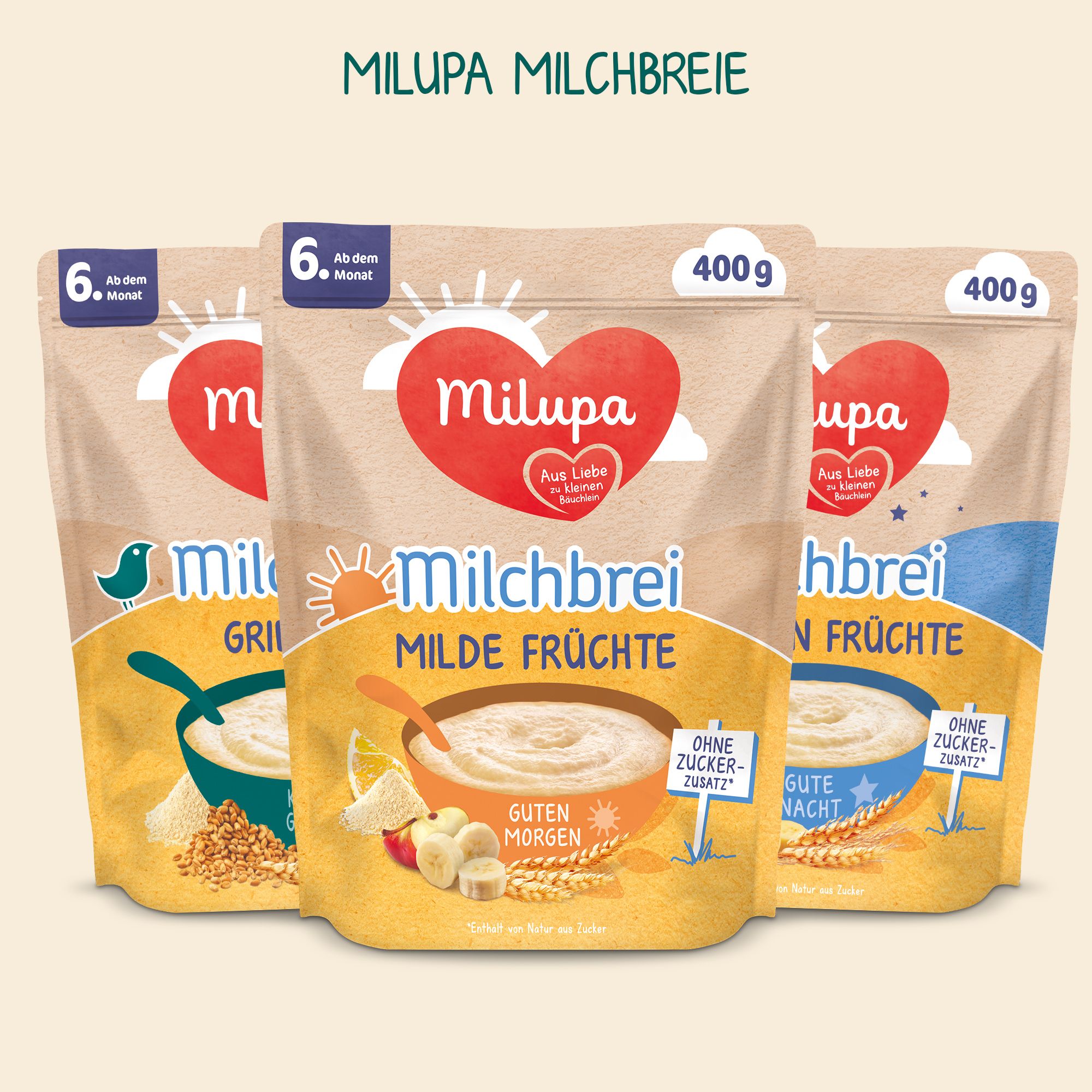 Milupa Guten Morgen Milchbrei Milde Früchte ab dem 6 Monat