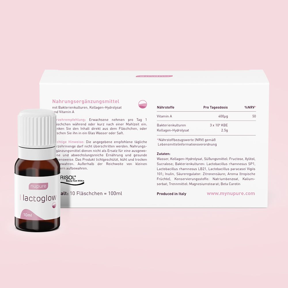 Nupure lactoglow - Kollagen und Milchsäurebakterien  für strahlende Haut