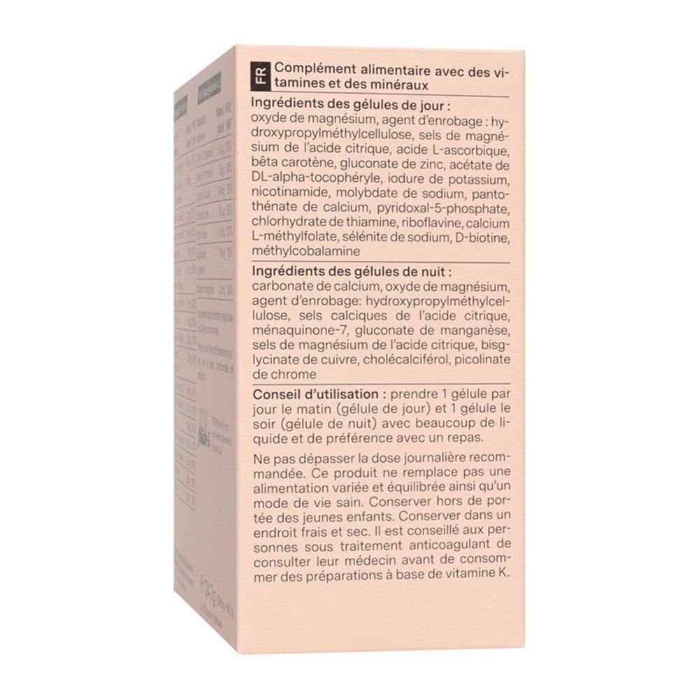 Beige Packung, Rückseite. Text in Französisch. Enthält Informationen zu Inhaltsstoffen und Anwendung.