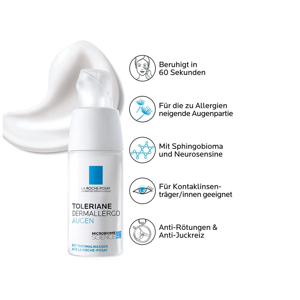 Toleriane Dermallergo Augen, feuchtigkeitsspendende und beruhigende Augencreme für zu Allergien neigende oder überempfindliche Augenpartie