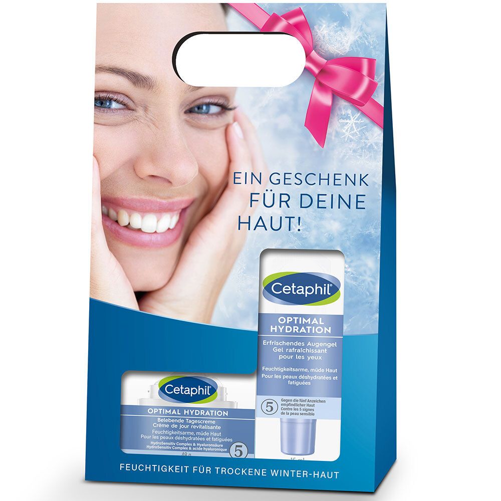 CETAPHIL Optimal Hydration Geschenkset: Tagescreme & Augengel, reduziert Augenringe und spendet der Gesichtshaut 48h Feuchtigkeit, mit Hyaluronsäure