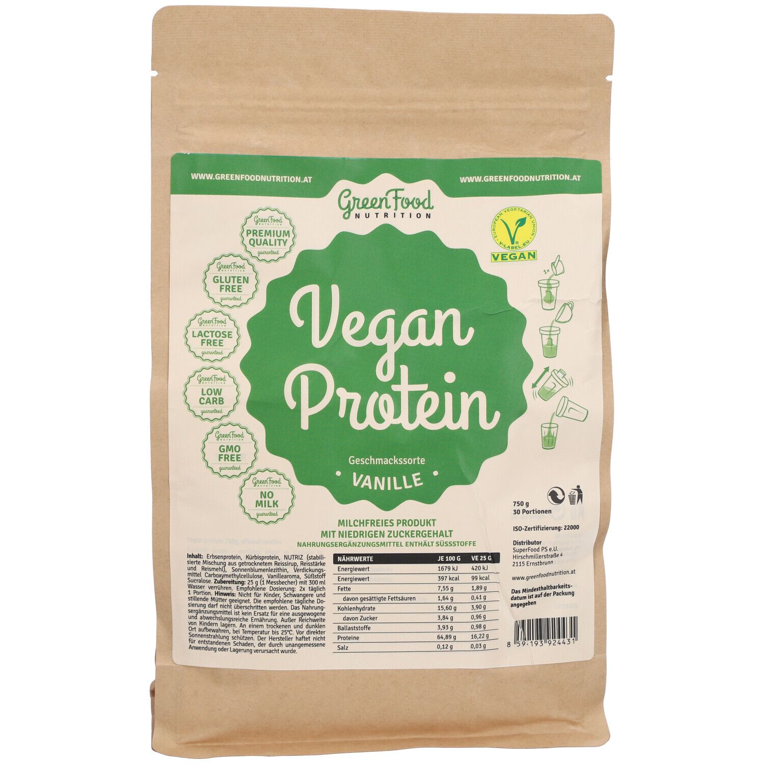 GreenFood Nutrition Vegan Protein Vanille