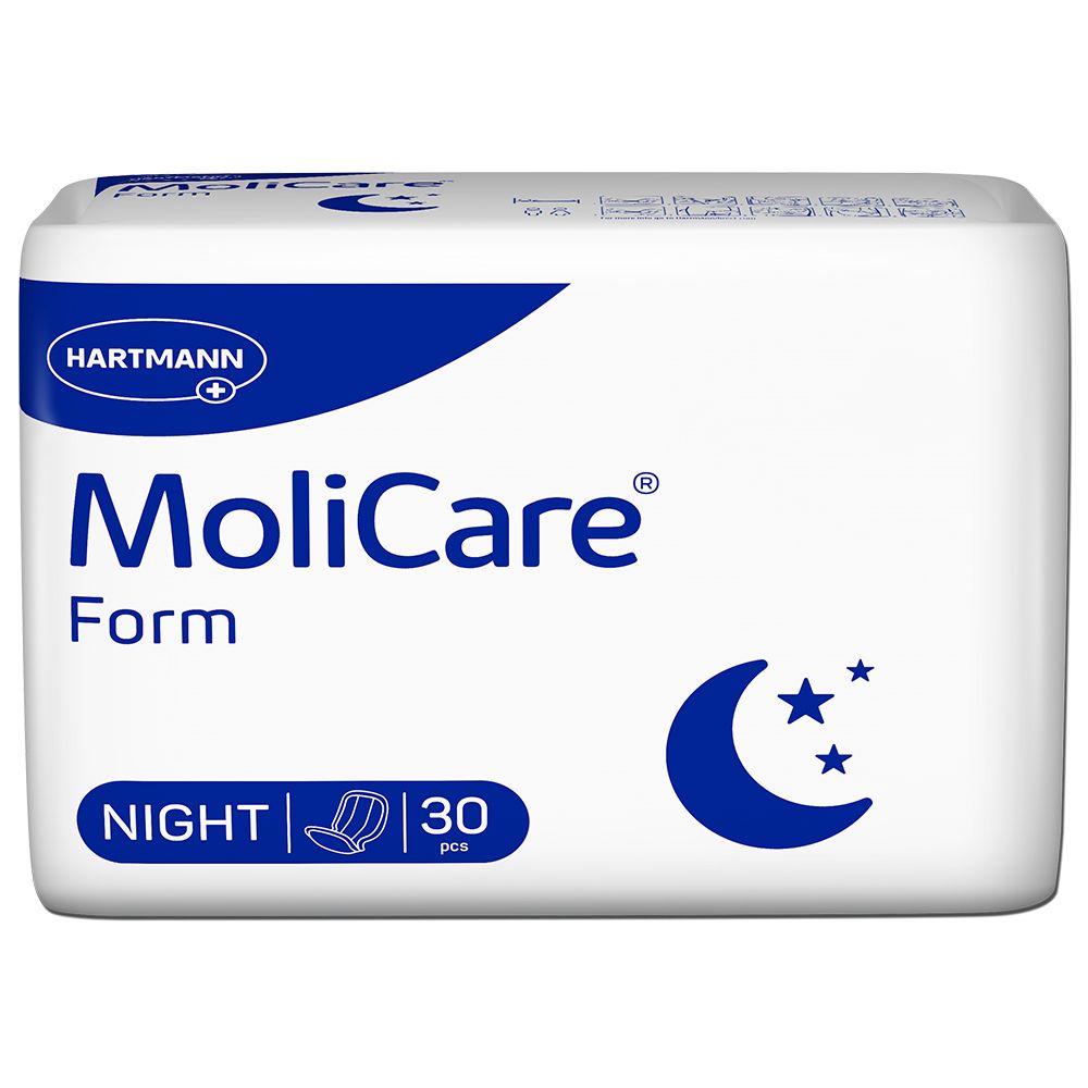 MoliCare Form Night Packung. Nacht-Inkontinenzvorlagen. Mond- und Stern-Symbol. 30 Stück.