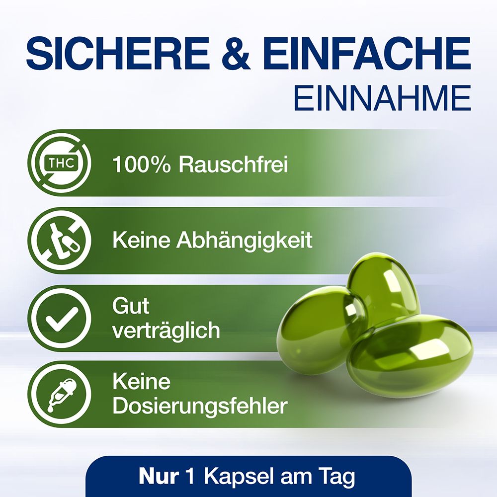 Sichere Einnahme: 100% Rauschfrei, keine Abhängigkeit, gut verträglich. Nur 1 Kapsel/Tag.