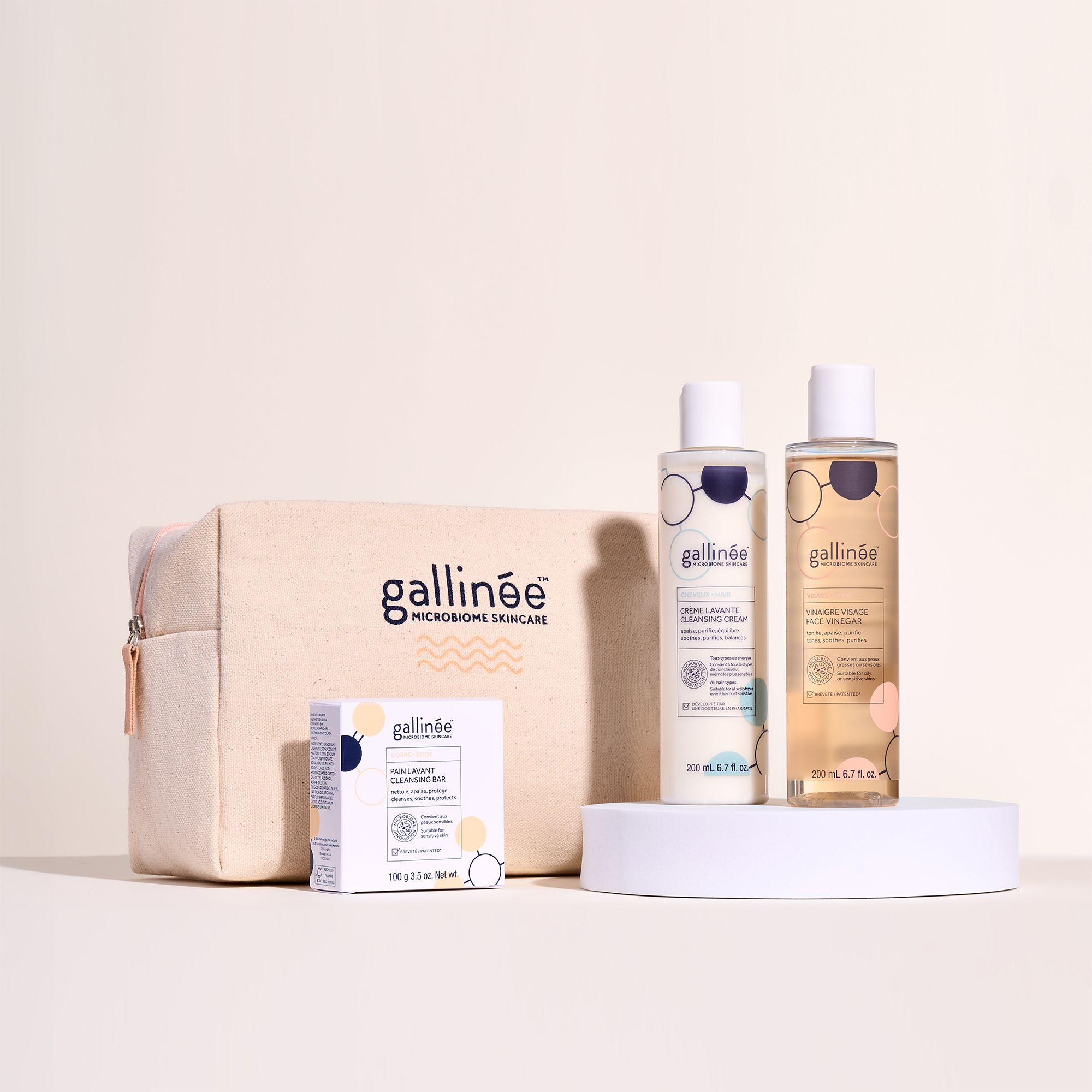 Gallinée Essentials Set - Das Bestseller Trio bestehend aus Cleansing Bar, Cleansing Cream und dem Face Vinegar