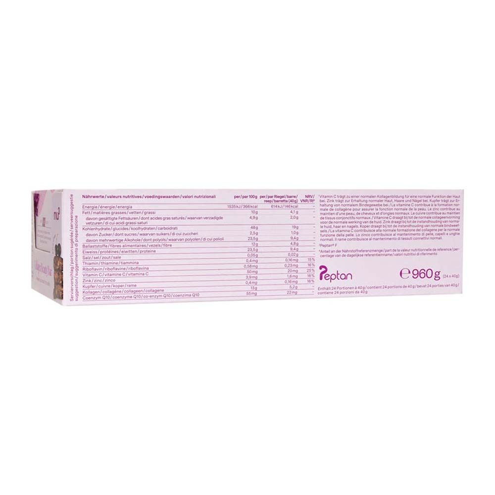 Rückseite der Verpackung mit Produktinformationen in verschiedenen Sprachen. Text und Nährwertangaben.