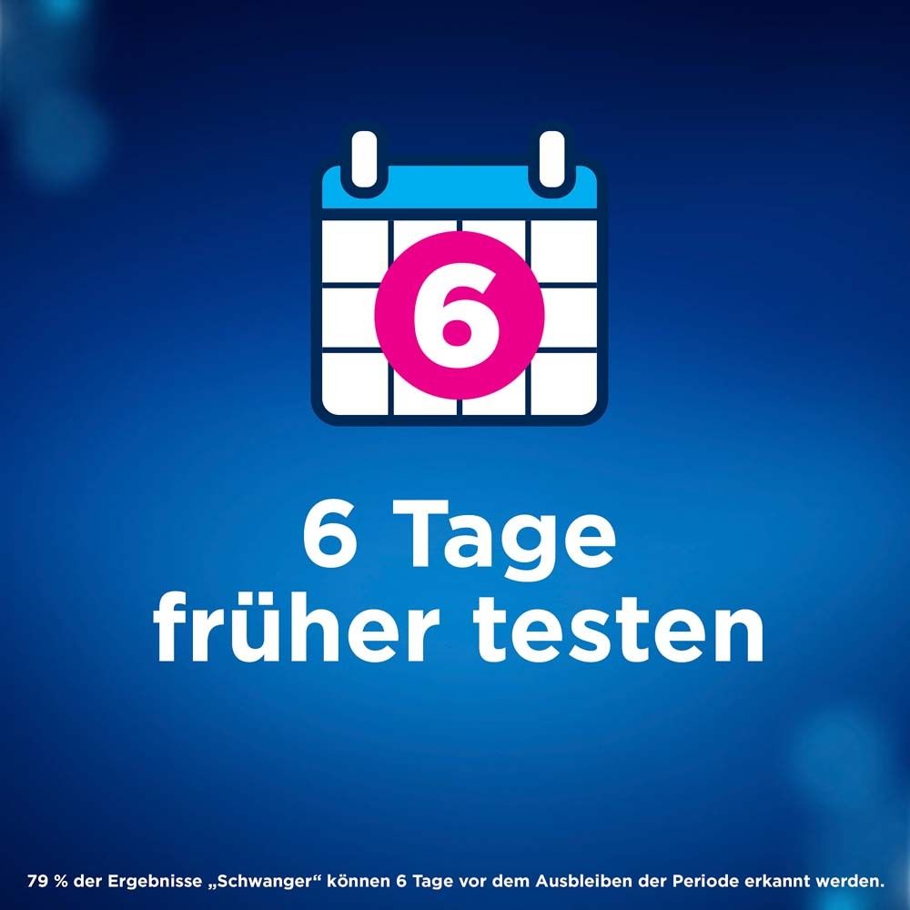 Kalender mit der Zahl 6. Text: 6 Tage früher testen.