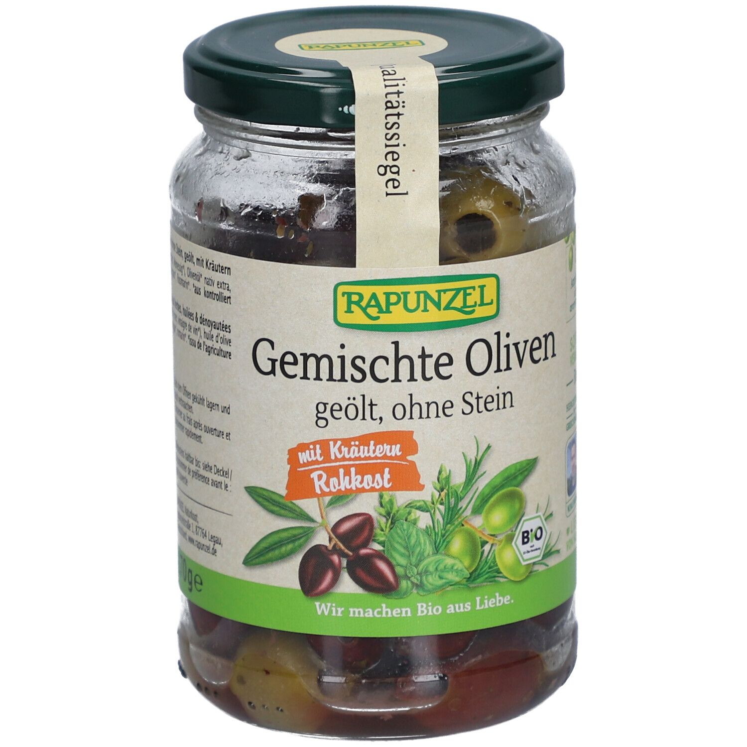 Rapunzel Oliven gemischt mit Kräutern, ohne Stein geölt
