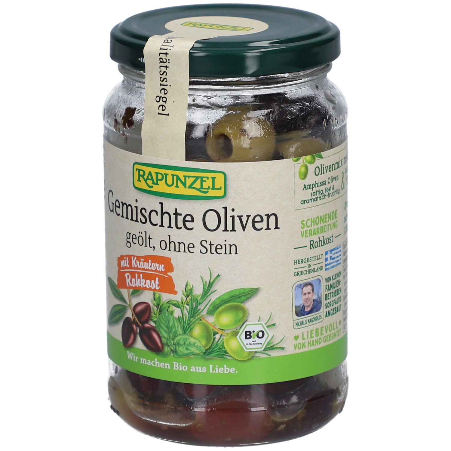 Rapunzel Oliven gemischt mit Kräutern, ohne Stein geölt