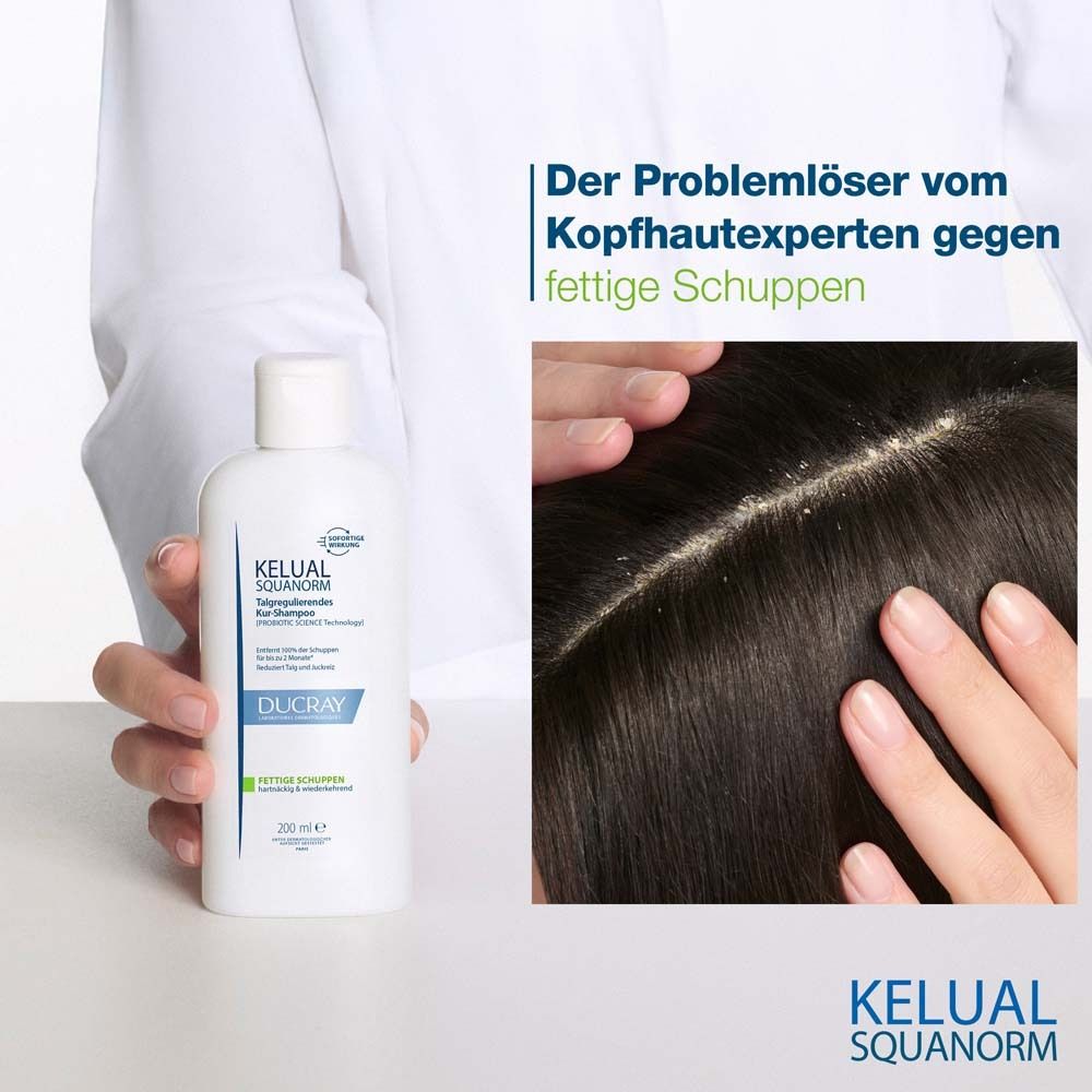 DUCRAY KELUAL SQUANORM Kopfhaut-Tonikum + Ducray KELUAL SQUANORM Shampoo Fettige Schuppen
