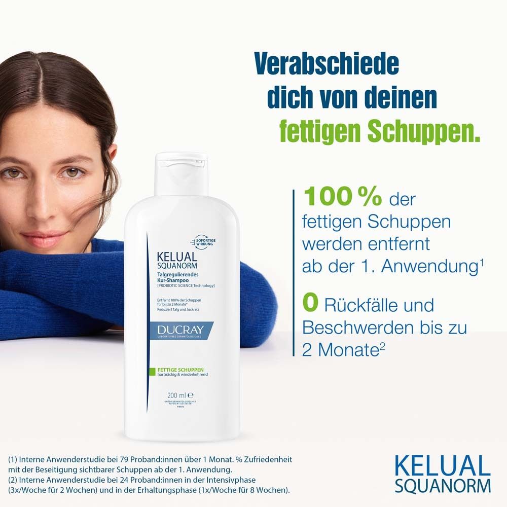 DUCRAY KELUAL SQUANORM Kopfhaut-Tonikum + Ducray KELUAL SQUANORM Shampoo Fettige Schuppen