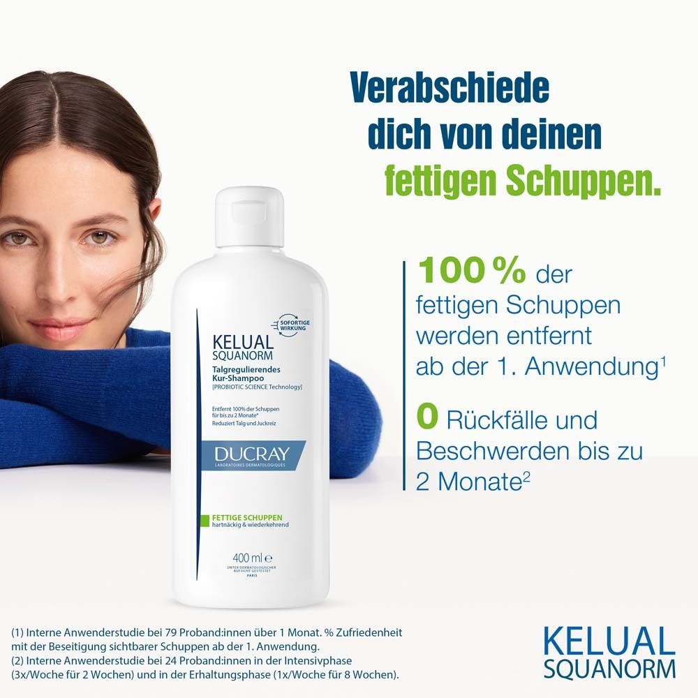 DUCRAY KELUAL SQUANORM Shampoo Fettige Schuppen + DUCRAY KELUAL SQUANORM Kopfhaut-Tonikum