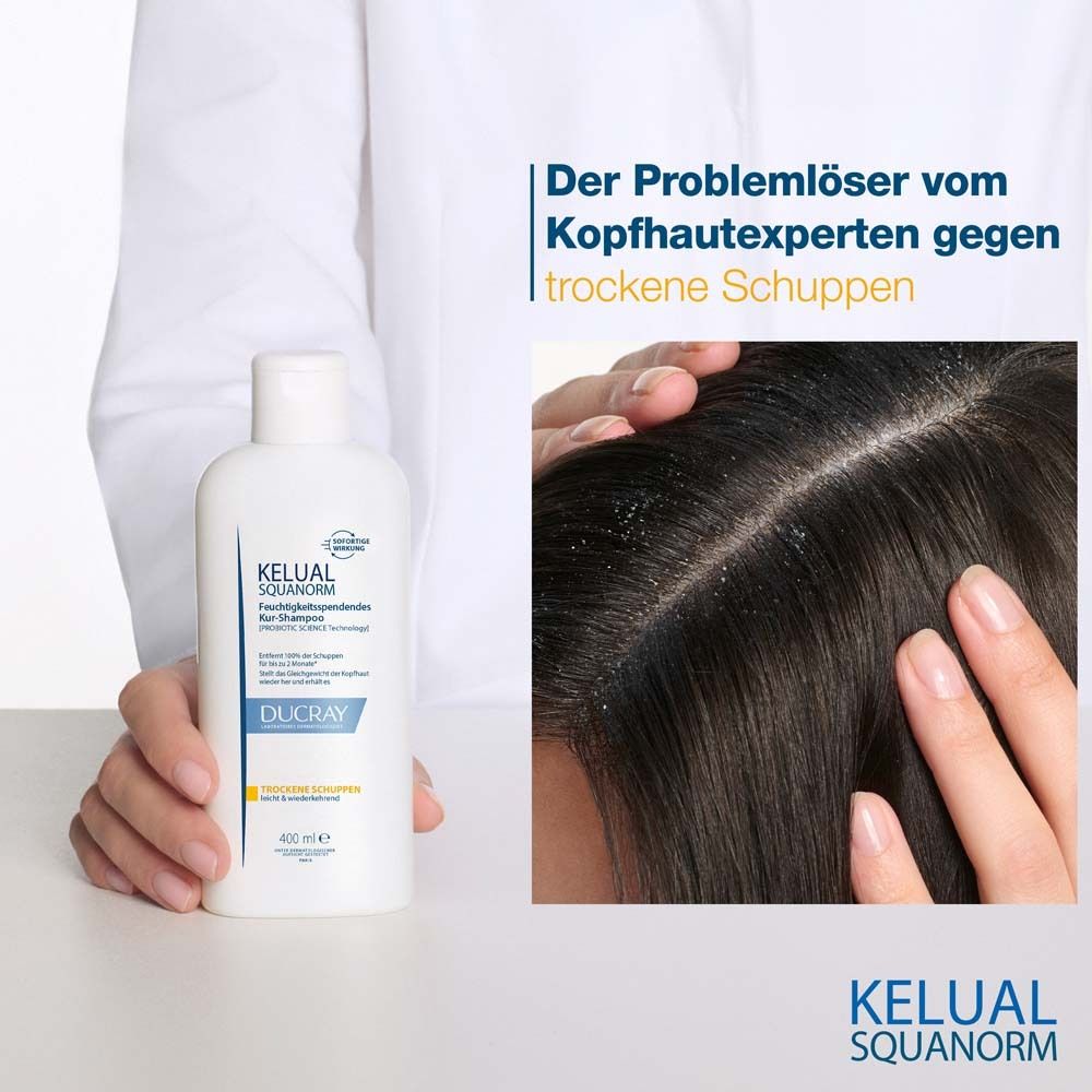 Ducray KELUAL SQUANORM Kopfhaut-Tonikum + DUCRAY KELUAL SQUANORM Shampoo Trockene Schuppen